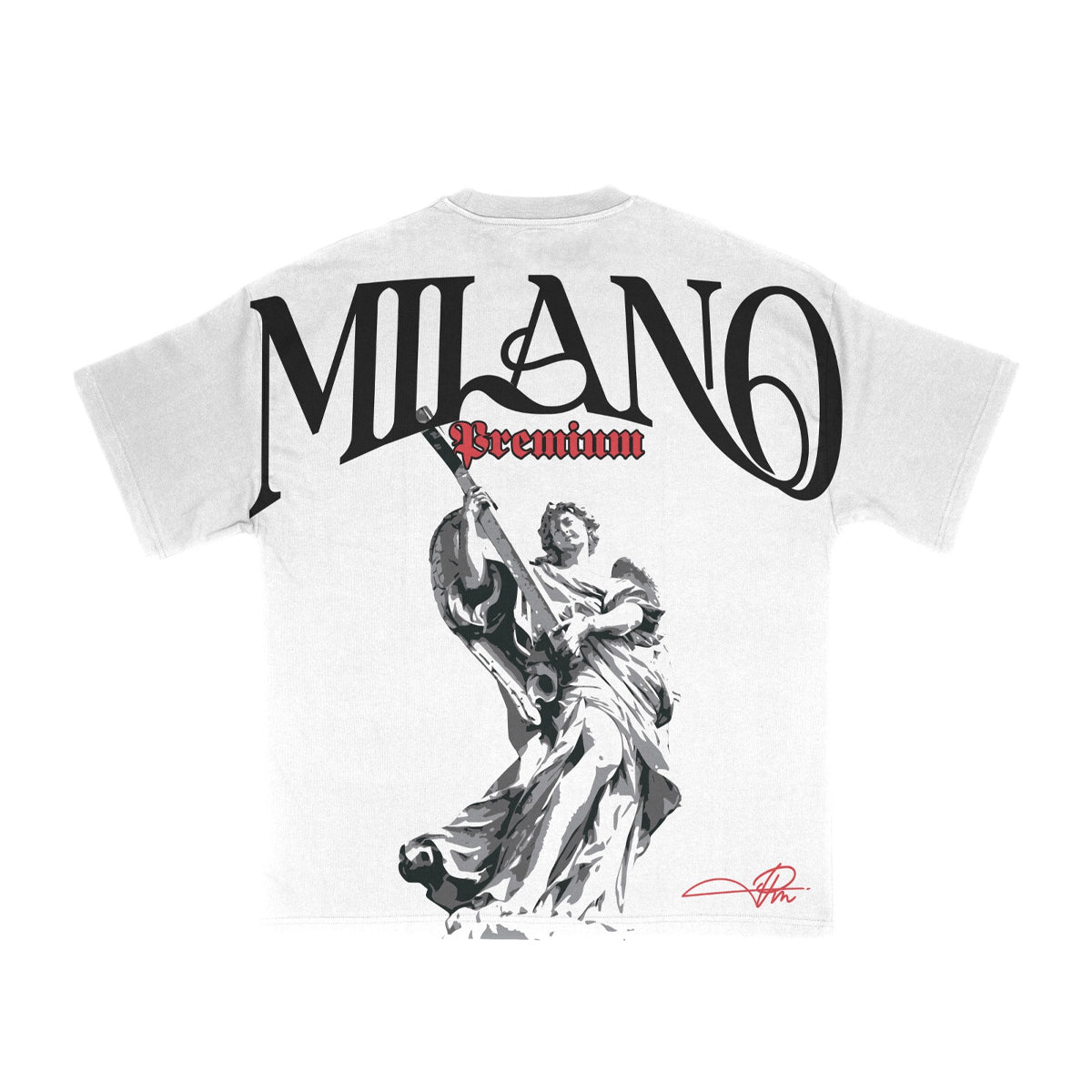 Premium Milano Mens Stone Angel Crew Neck T-Shirt S25415-03 White