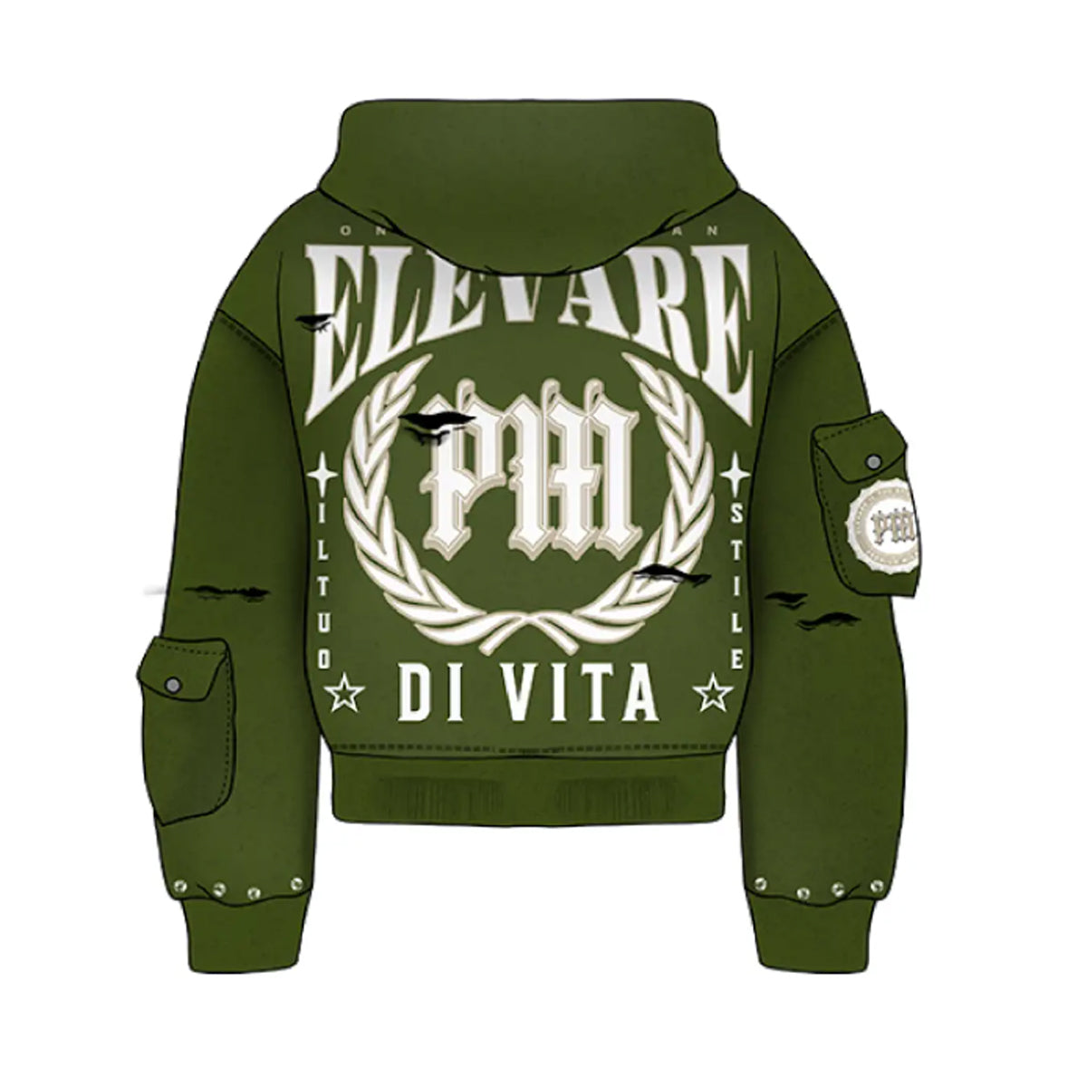 Premium Milano Mens Destiny Zip Hoodie B22CZIP-102-GRN Green