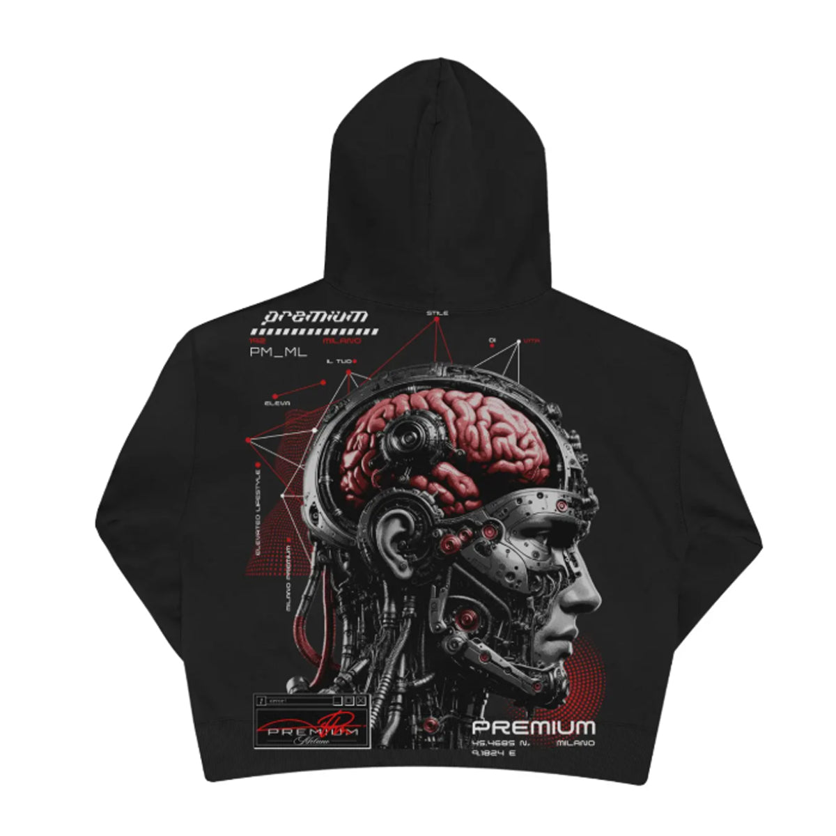 Premium Milano Mens Eleva Futura Hoodie BAI24-100-BK Black