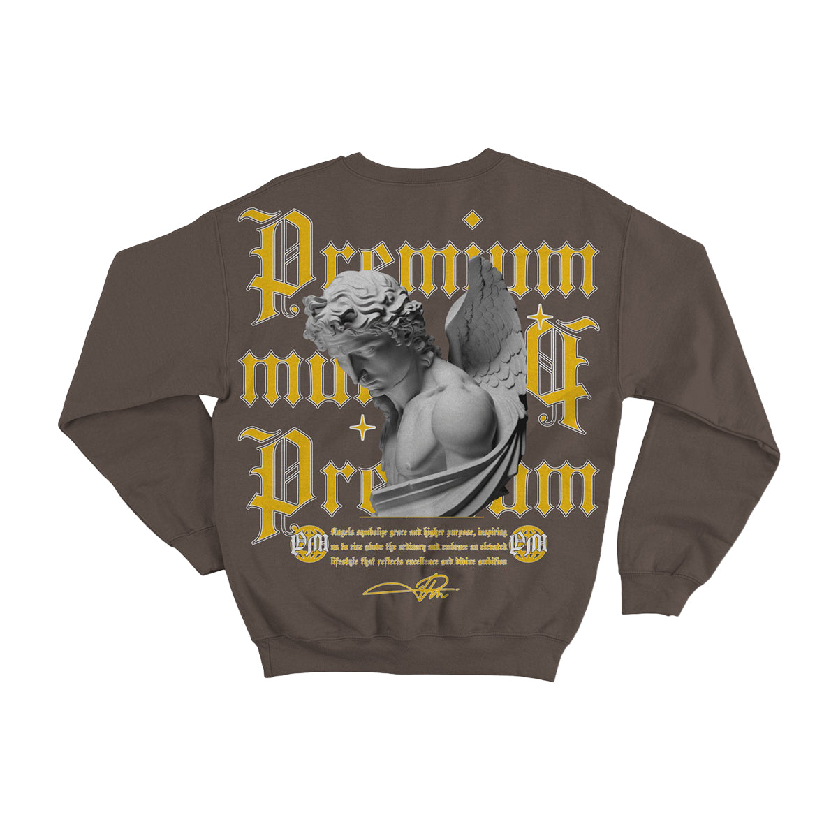 Premium Milano Mens Guardian Angel Crew Neck Sweatshirt CSW1125-20 Brown