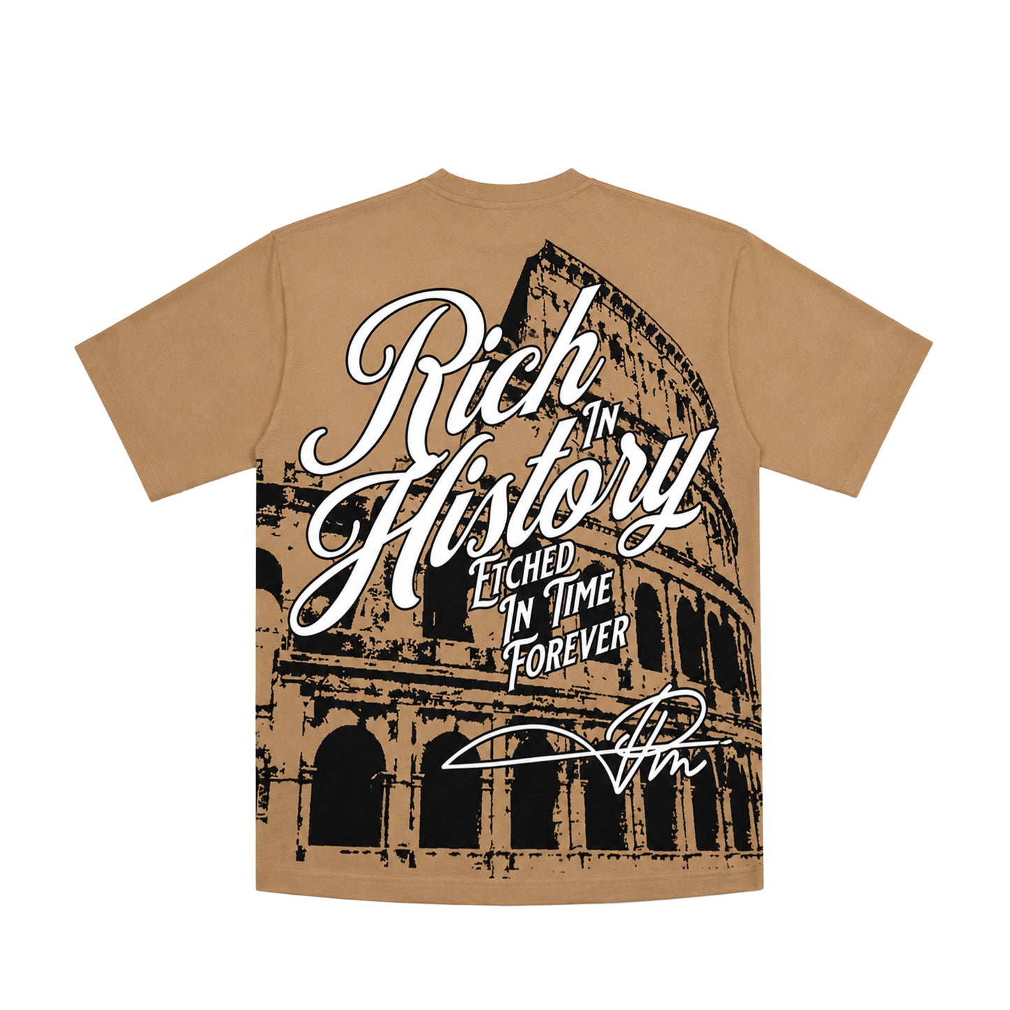 Premium Milano Mens Rich In History Crew Neck T-Shirt CT261-110 Khaki