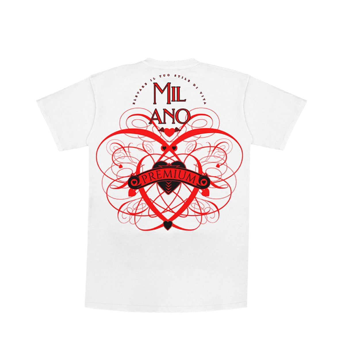 Premium Milano Mens Melted Heart Crew Neck T-Shirt CT261-111 White