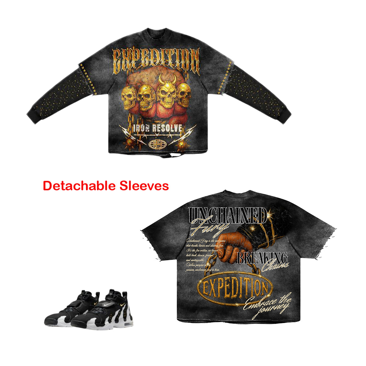 Expedition Mens Unchained Fury Oversized Crew Neck T-Shirt EXCTS26205 Black