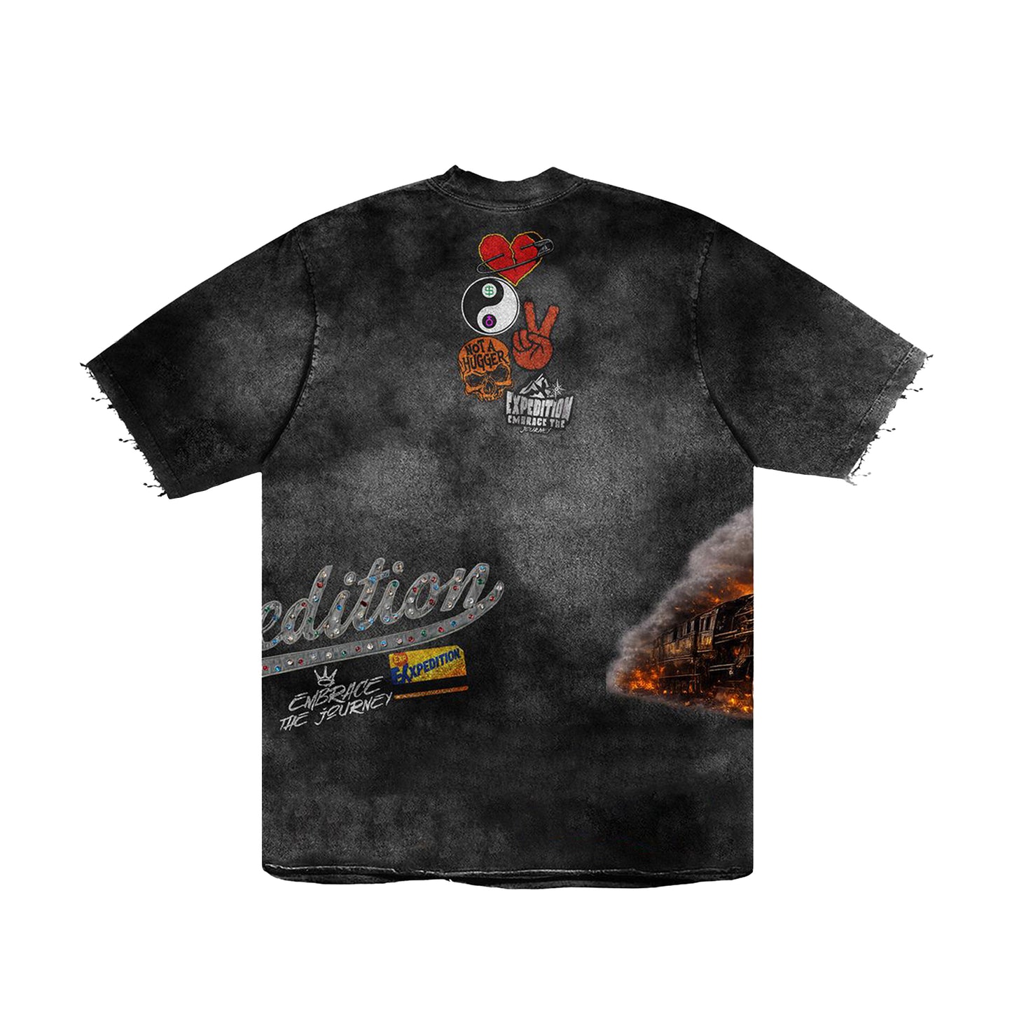 Expedition Mens Take A Trip With Me Denim Crew Neck T-Shirt EXCTS26221 Black Wash