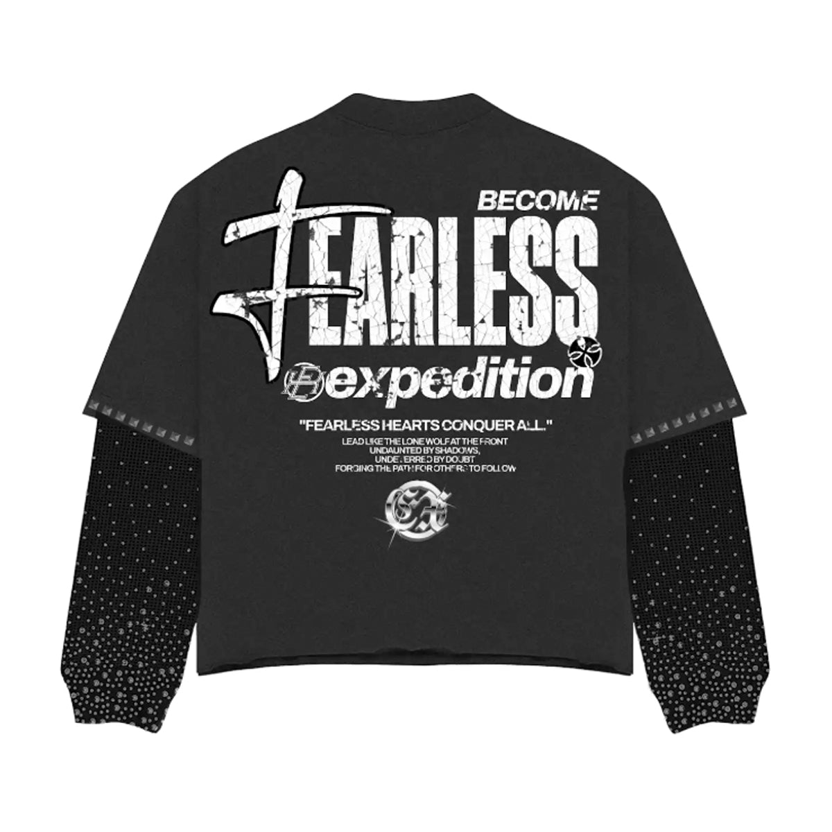 Expedition Mens Wolf Rhinestone Layer Long Sleeve Shirt EXLT103F25 Black Washed
