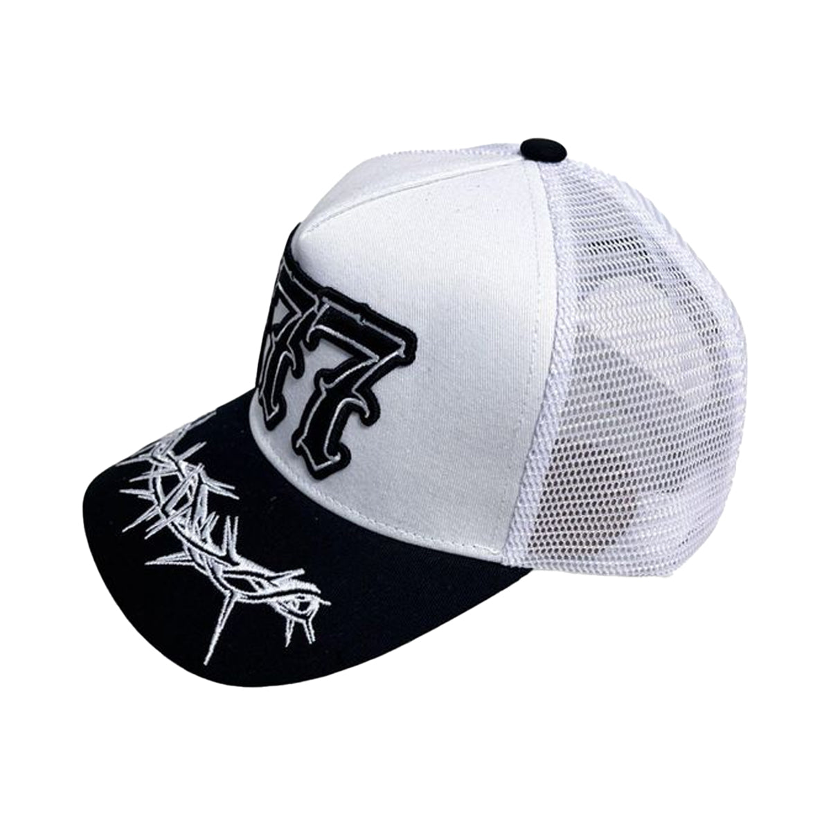 Premium Milano Mens 777 5-Panel Trucker Hat M777001 White/Black