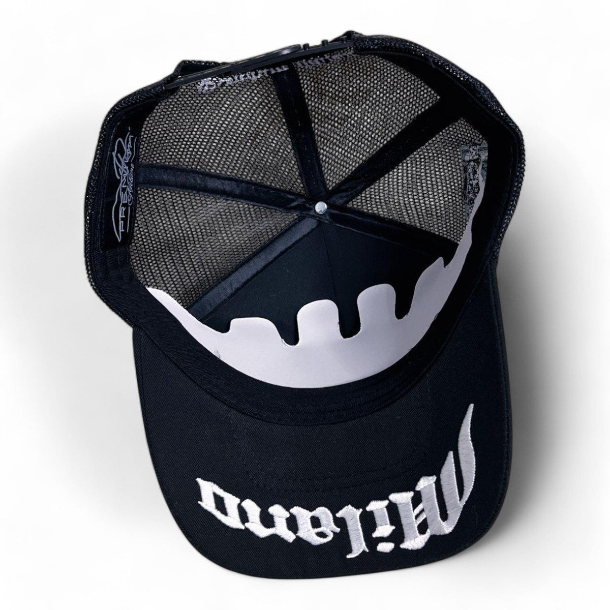 Premium Milano Mens 8Ball 5-Panel Trucker Hat M8101 Black/White/Silver