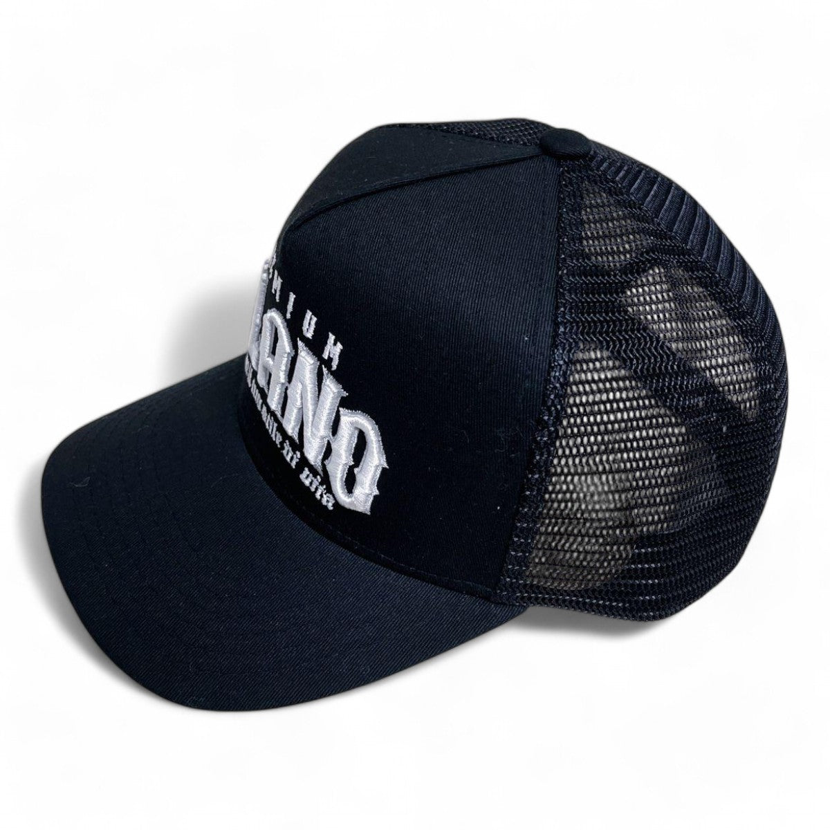 Premium Milano Mens M101 5-Panel Trucker Hat MPM104 Black/White