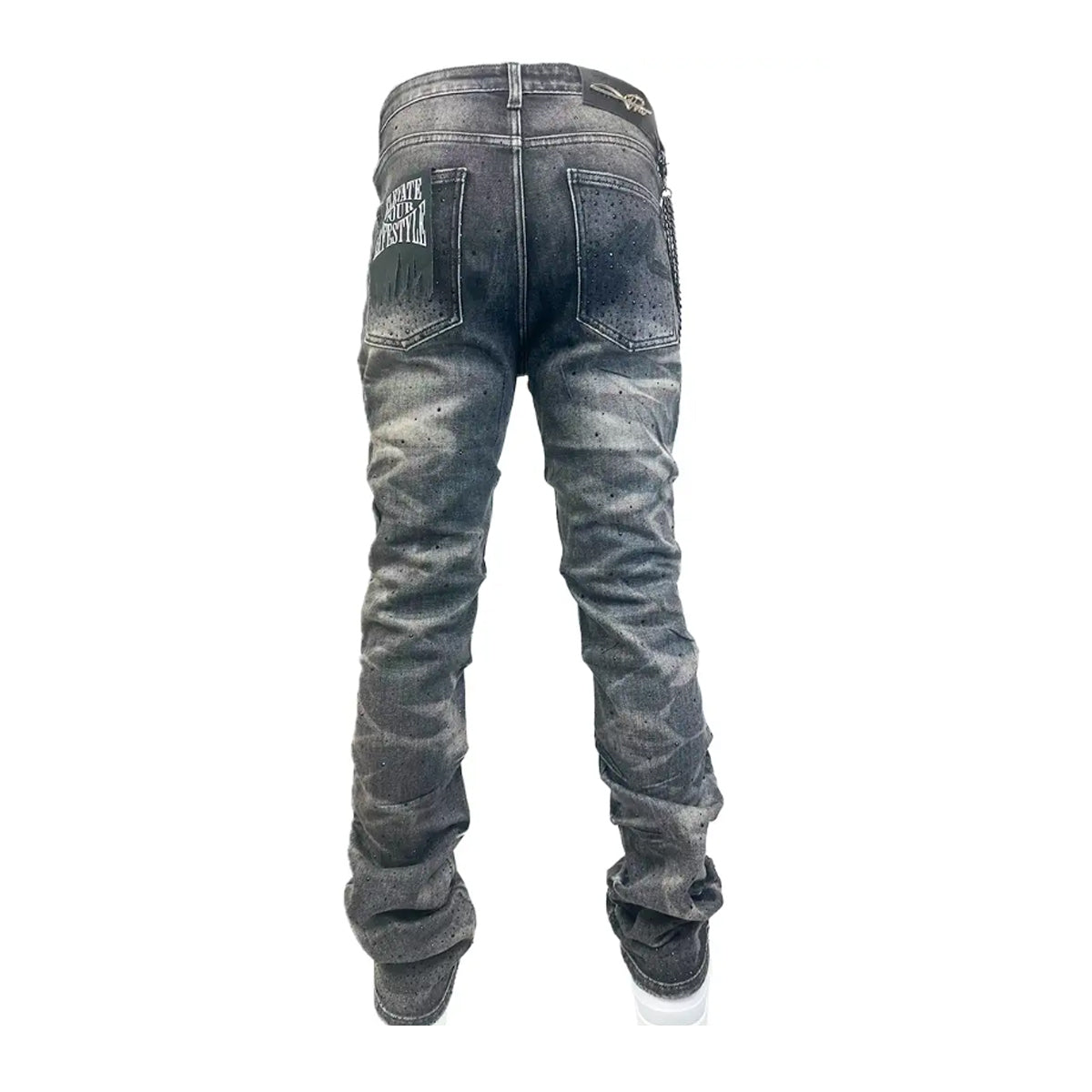 Premium Milano Mens Riviera Stacked Jeans PMJ23F25-100 Black Wash