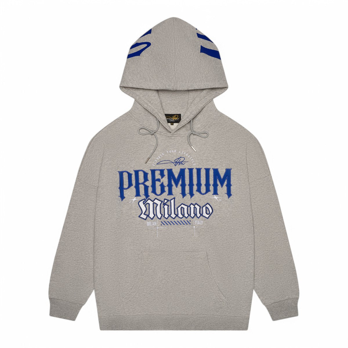 Premium Milano Mens Premium Milano Blue Hoodie RHK4416 Gray