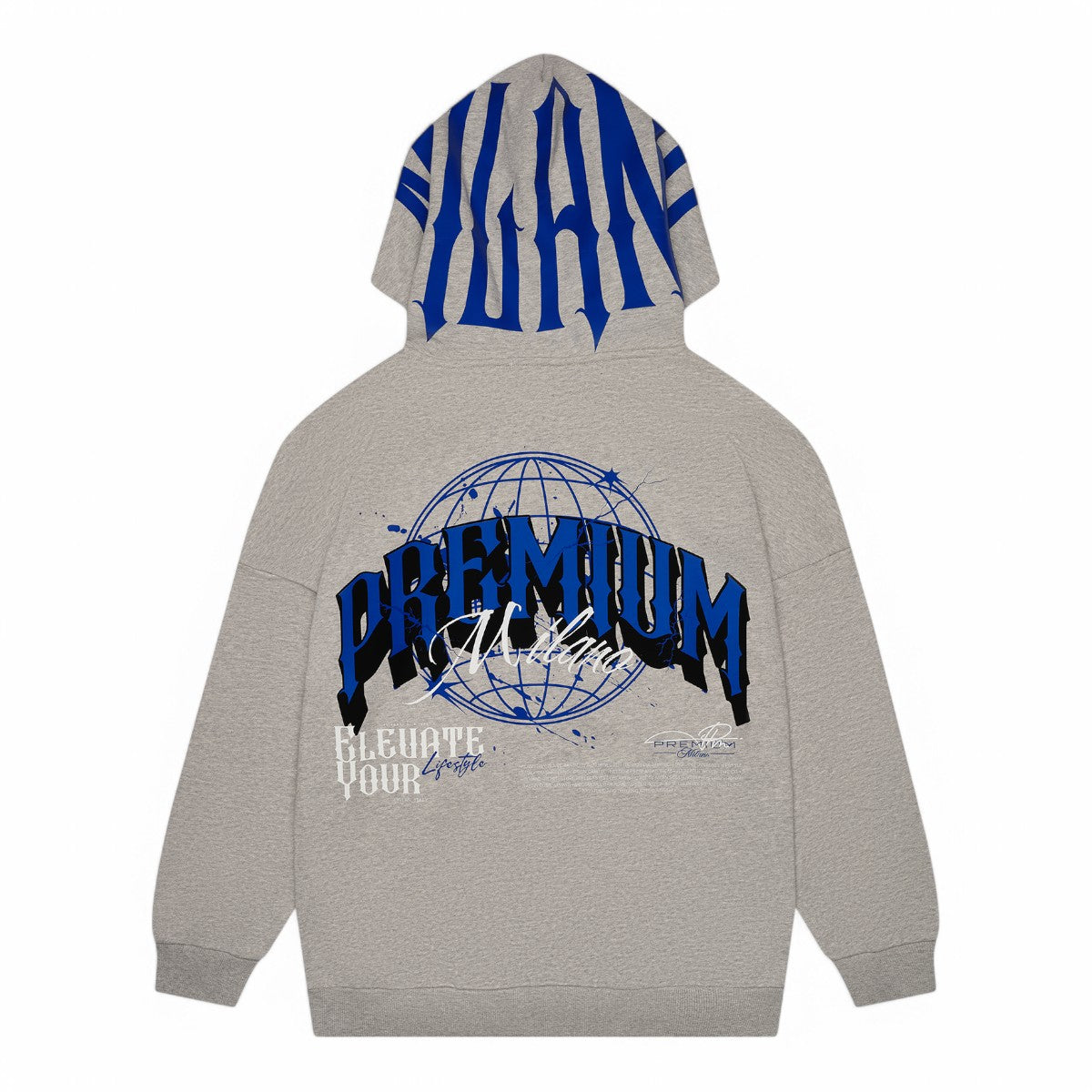 Premium Milano Mens Premium Milano Blue Hoodie RHK4416 Gray