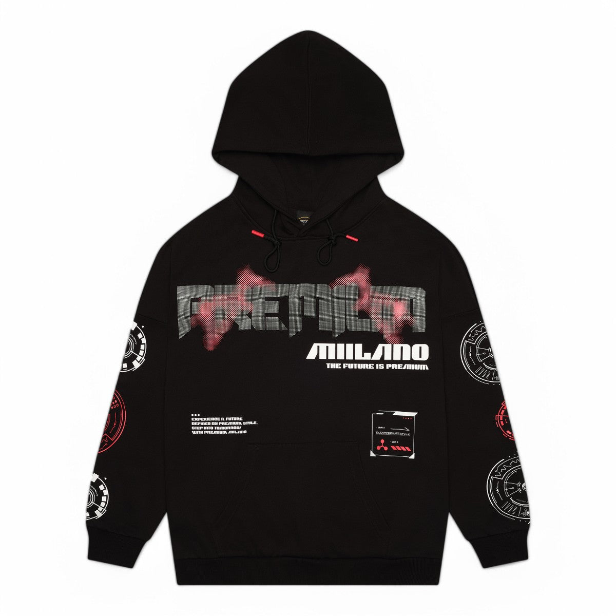 Premium Milano Mens Premium Future Tech Hoodie RHK4422 Black