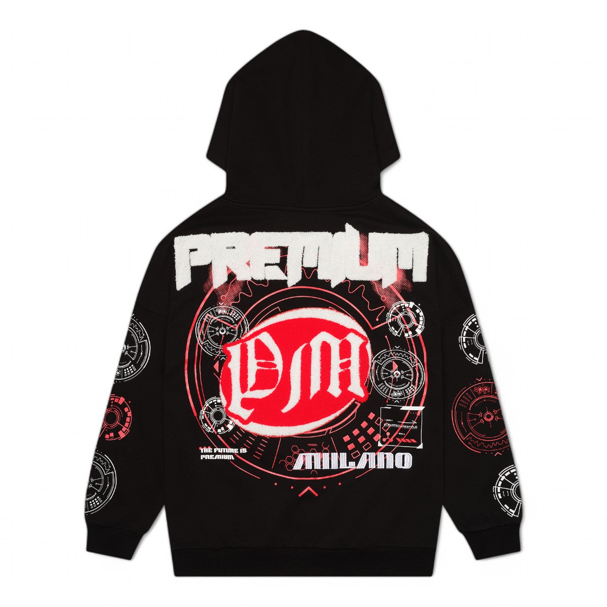 Premium Milano Mens Premium Future Tech Hoodie RHK4422 Black