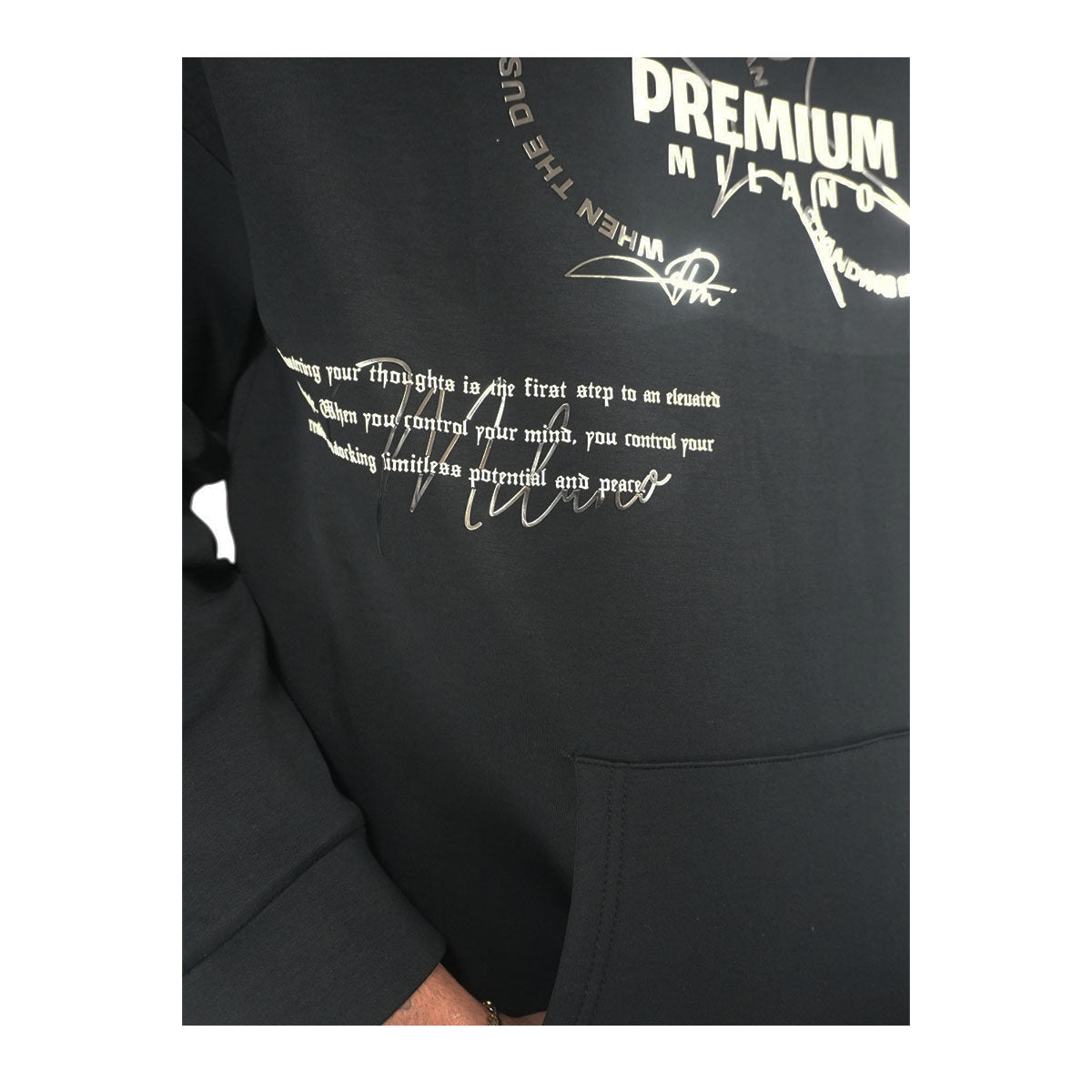 Premium Milano Mens Premium Brain Design Hoodie RHK4423 Black