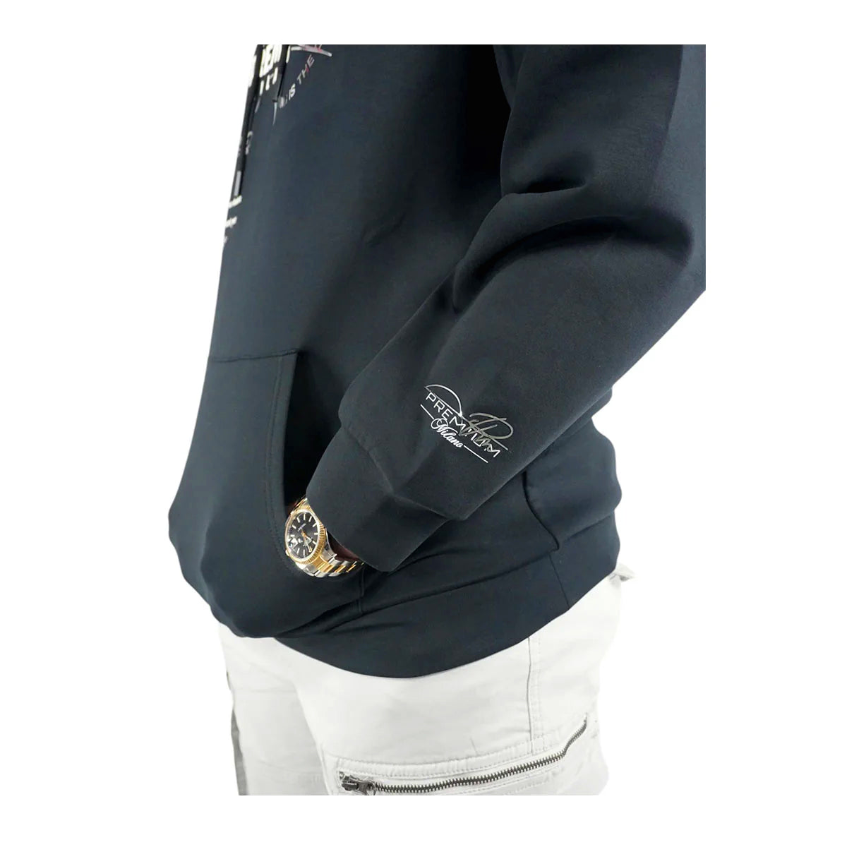 Premium Milano Mens Premium Brain Design Hoodie RHK4423 Black