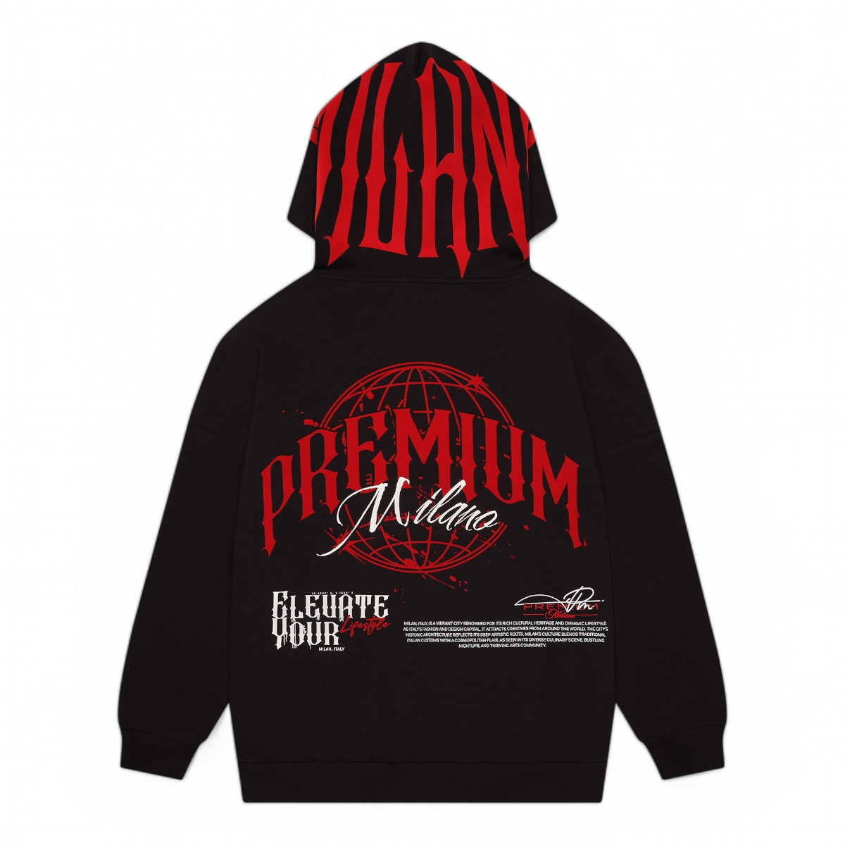 Premium Milano Mens Premium Bred Hoodie RHK4607 Black