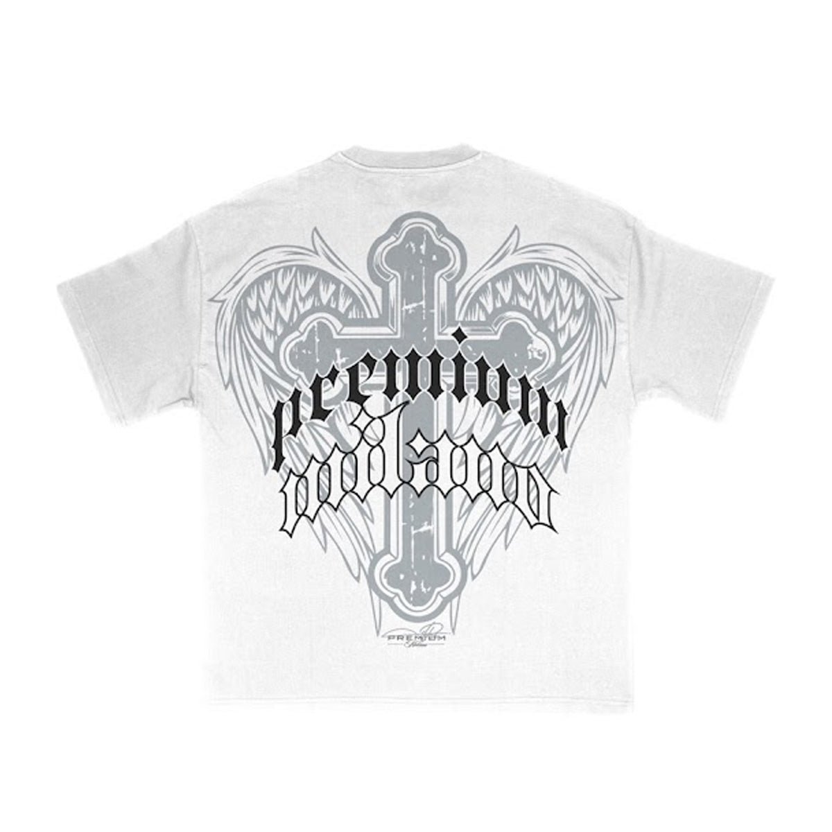 Premium Milano Mens Cross Wings Crew Neck T-Shirt S24331-06 White