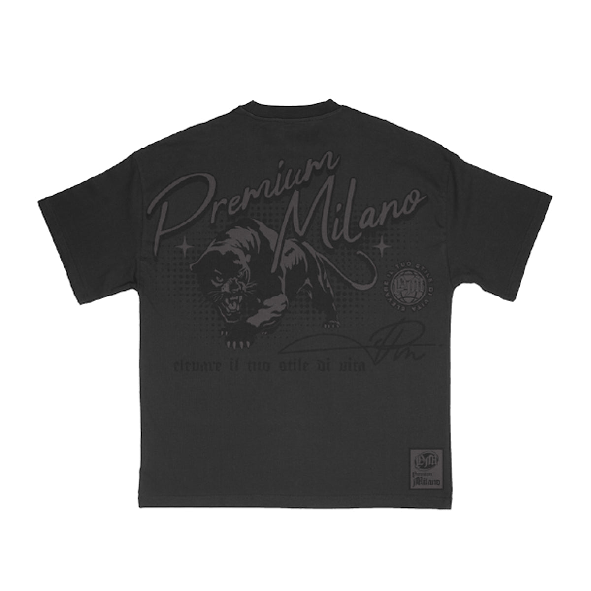Premium Milano Mens Premium Panthera Crew Neck T-Shirt S25331-05 Black