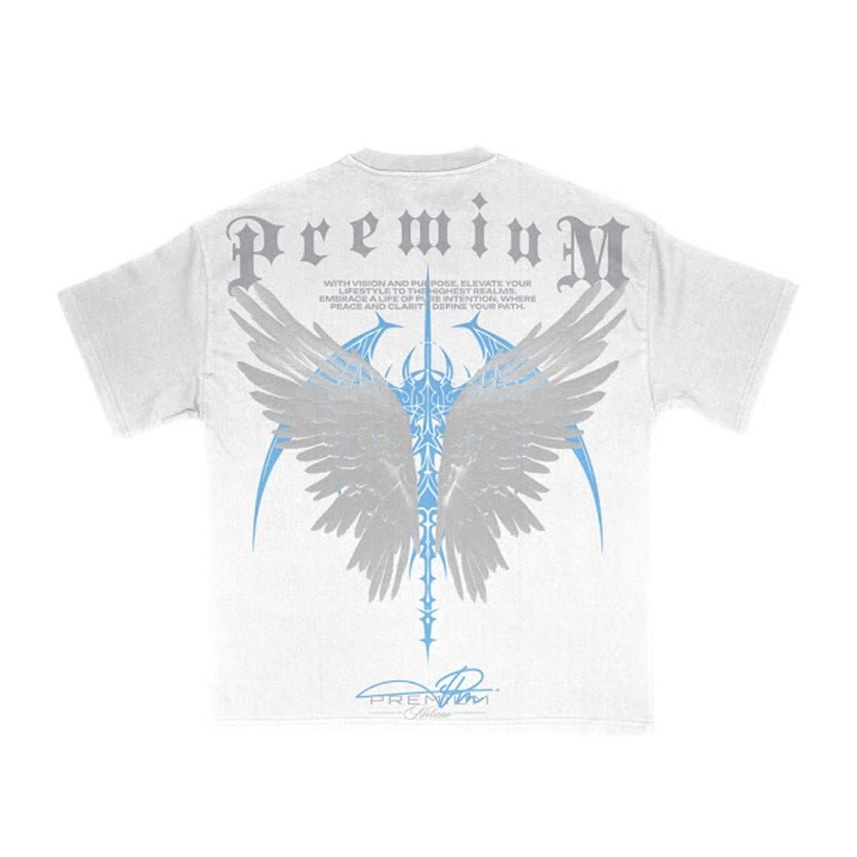 Premium Milano Mens Wings Of Vision Crew Neck T-Shirt S25331-09 White