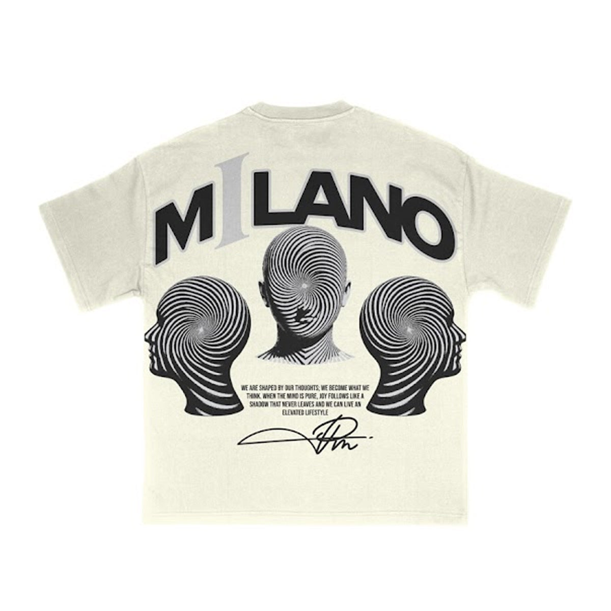 Premium Milano Mens Hypnotized Minds Crew Neck T-Shirt S25331-15 Cream