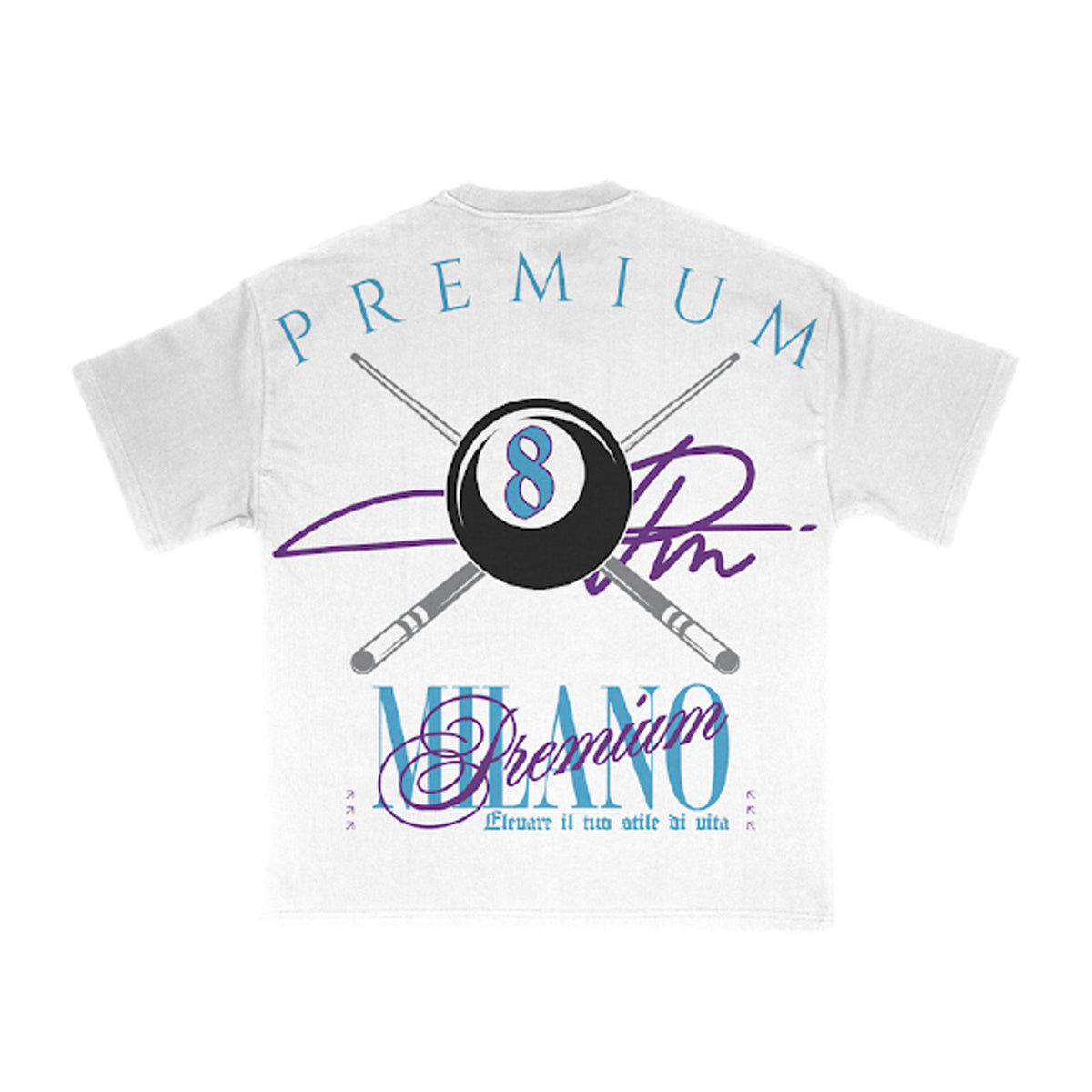 Premium Milano Mens Premium 8-Ball Crew Neck T-Shirt S25331-23 White