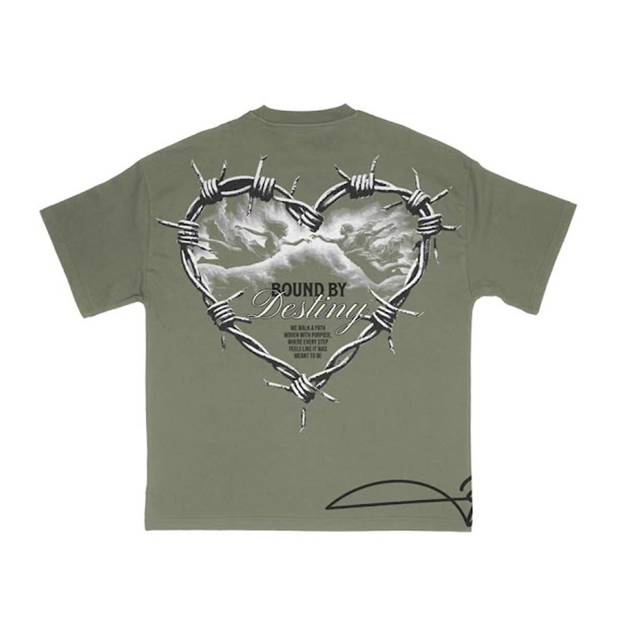 Premium Milano Mens Bound By Destiny Crew Neck T-Shirt S25415-21 Olive