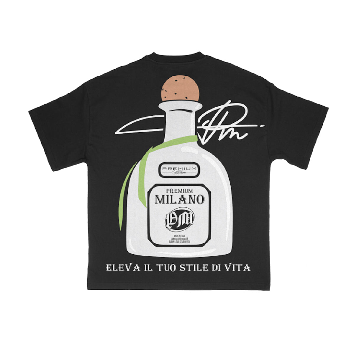 Premium Milano Mens Premium Tequila Crew Neck T-Shirt S25415-31 Black