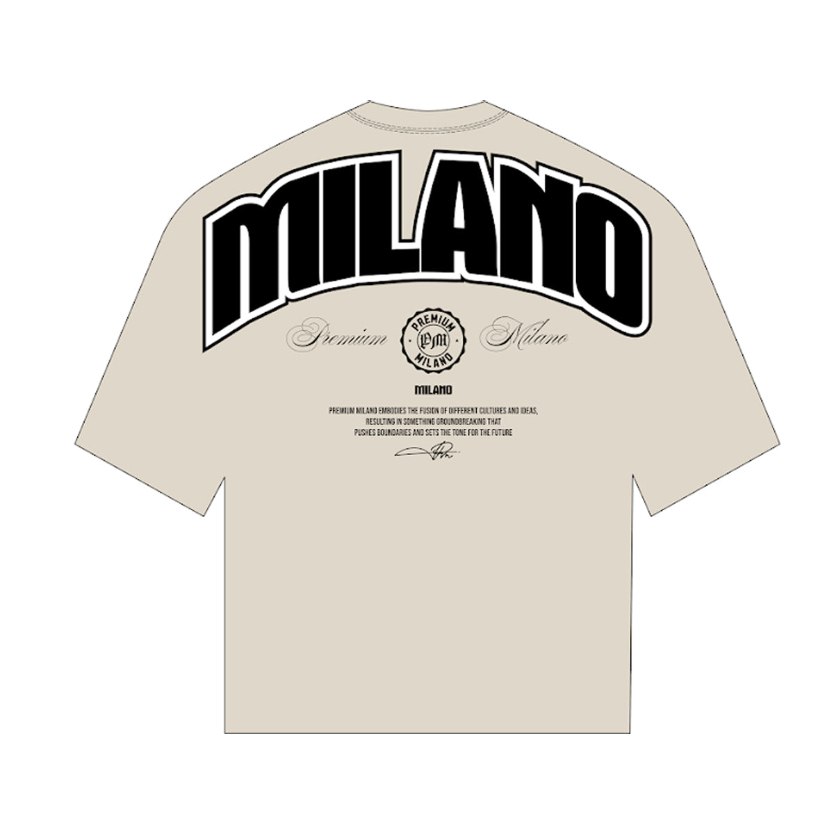 Premium Milano Mens Milano Crest Crew Neck T-Shirt S25415-48 Light Khaki