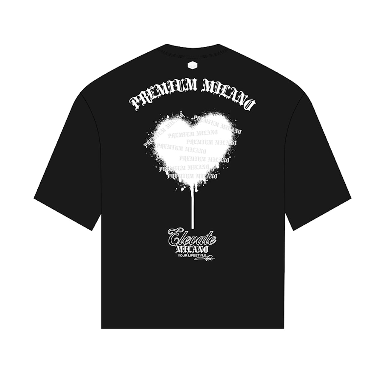 Premium Milano Mens Bleeding Heart Crew Neck T-Shirt S25415-53 Black