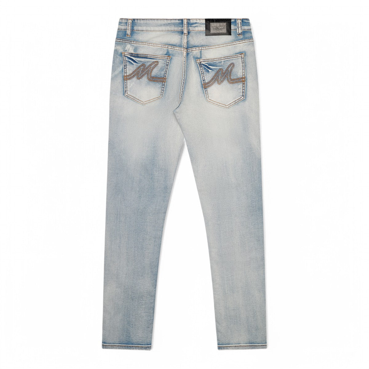 Premium Milano Mens Milan Slim Straight Jeans PM200004 Light Wash