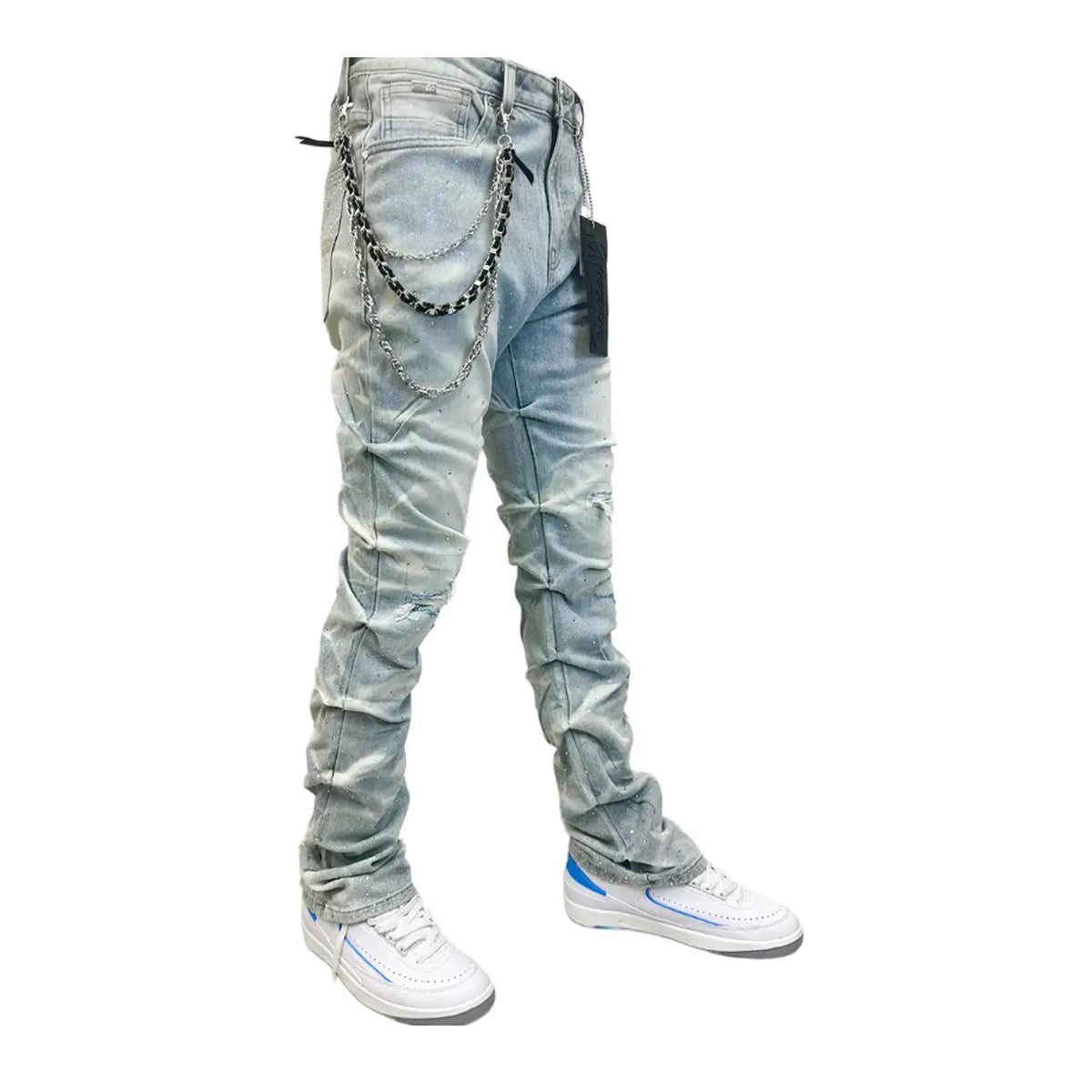 Premium Milano Mens Riviera Stacked Jeans PMJ22F25-118 Gray Wash