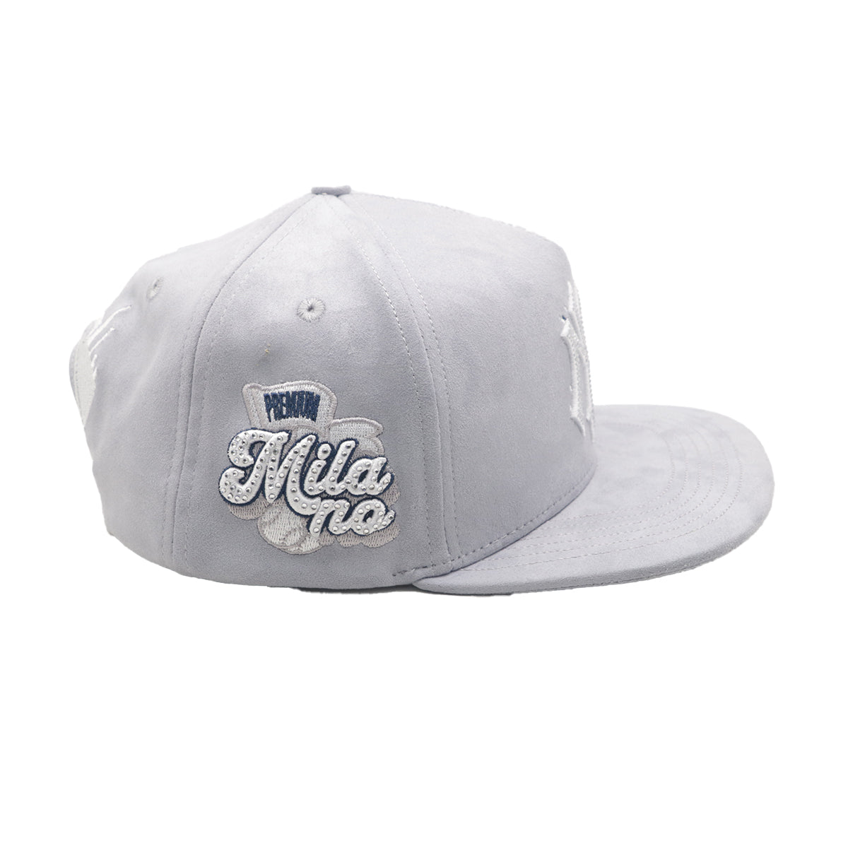 Premium Milano Unisex NY Snapback Hat 2605 Grey/Navy