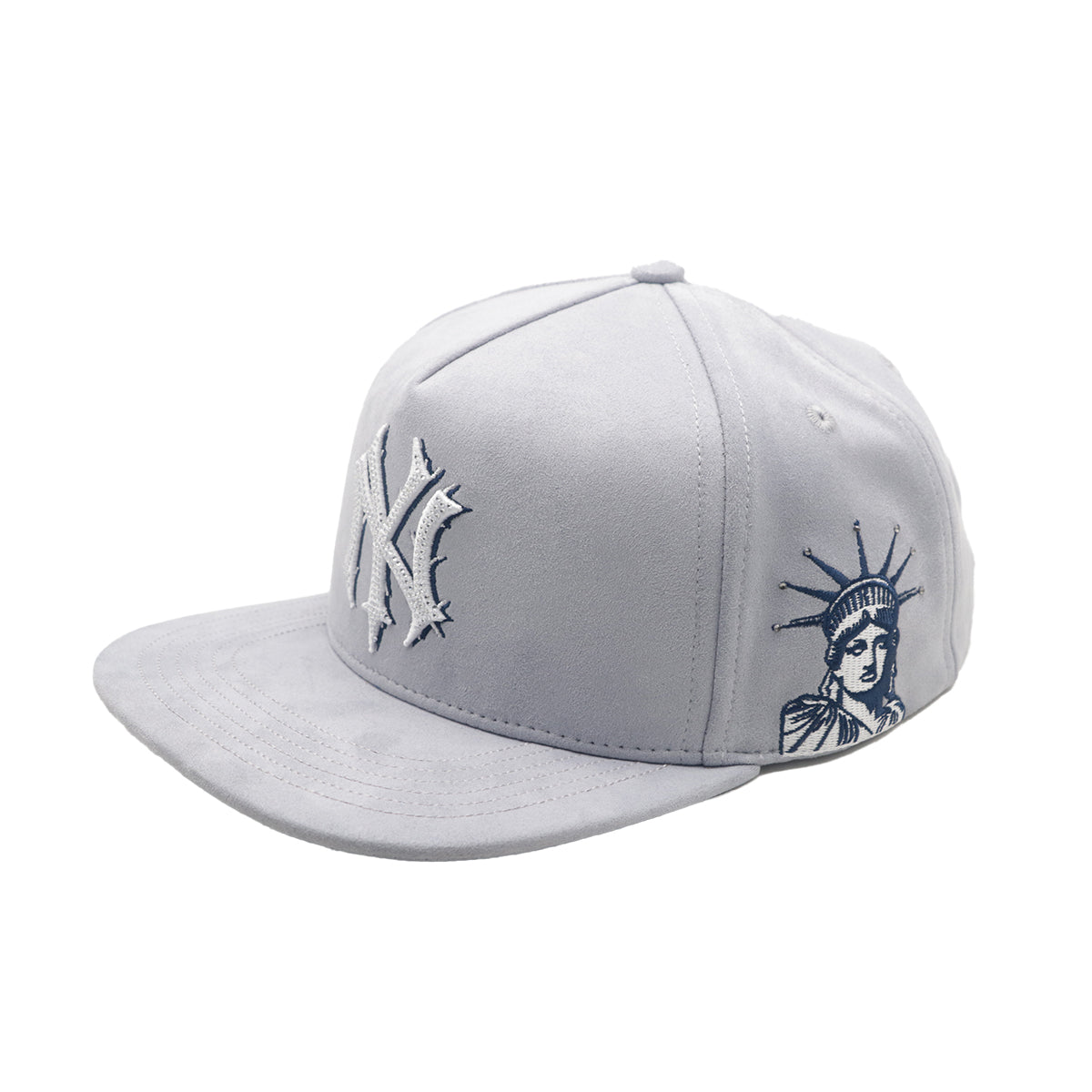 Premium Milano Unisex NY Snapback Hat 2605 Grey/Navy