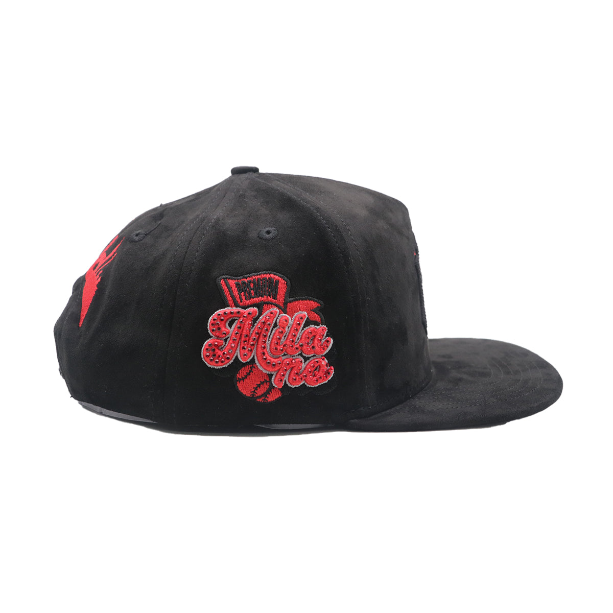 Premium Milano Unisex NY Snapback Hat 2607 Black/Red