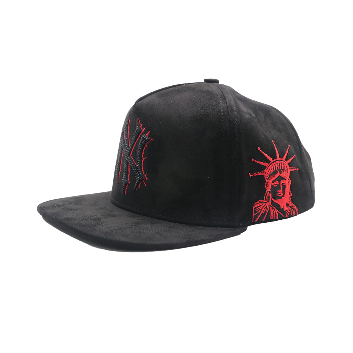 Premium Milano Unisex NY Snapback Hat 2607 Black/Red