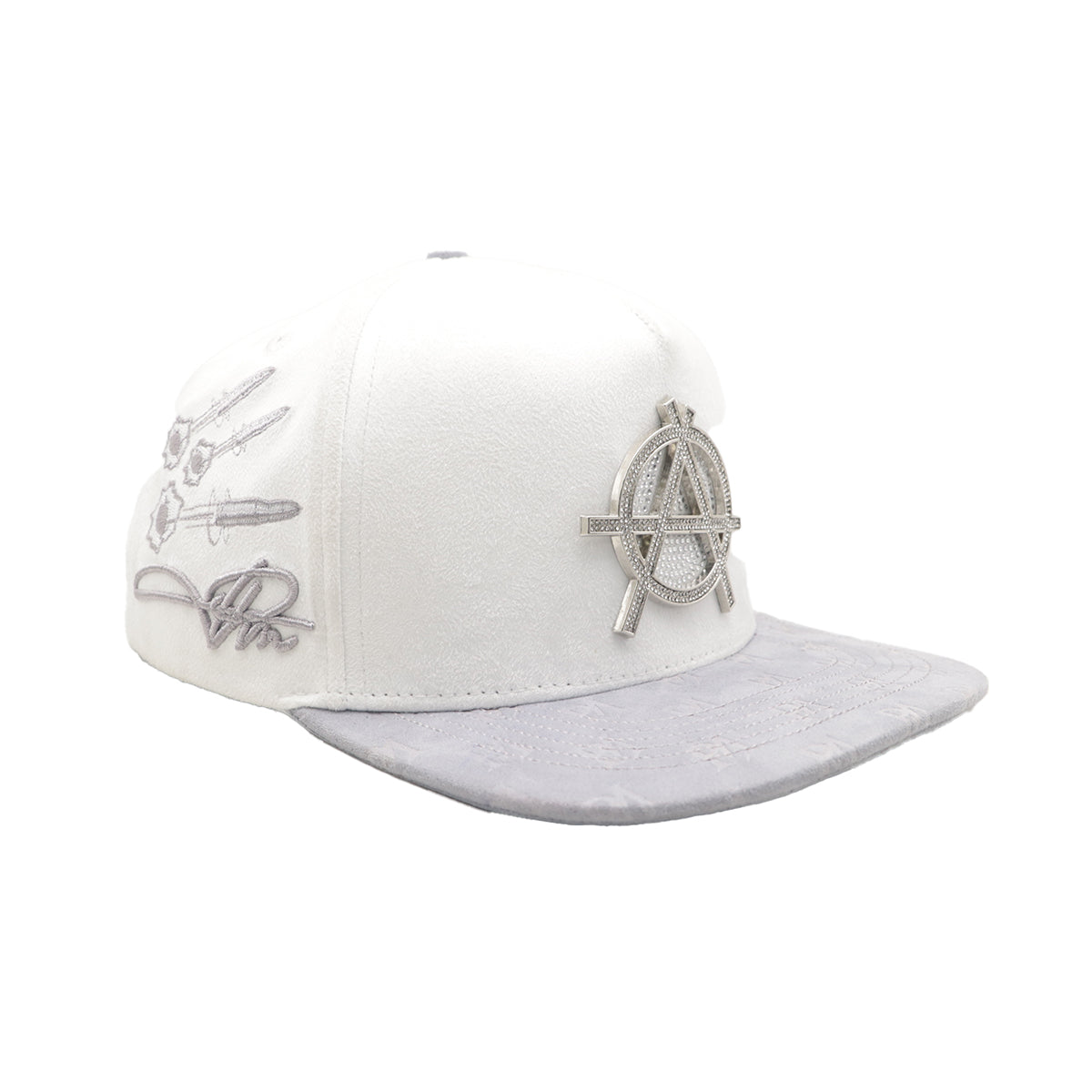 Premium Milano Unisex Anarchy Snapback Hat 2609 White/Grey