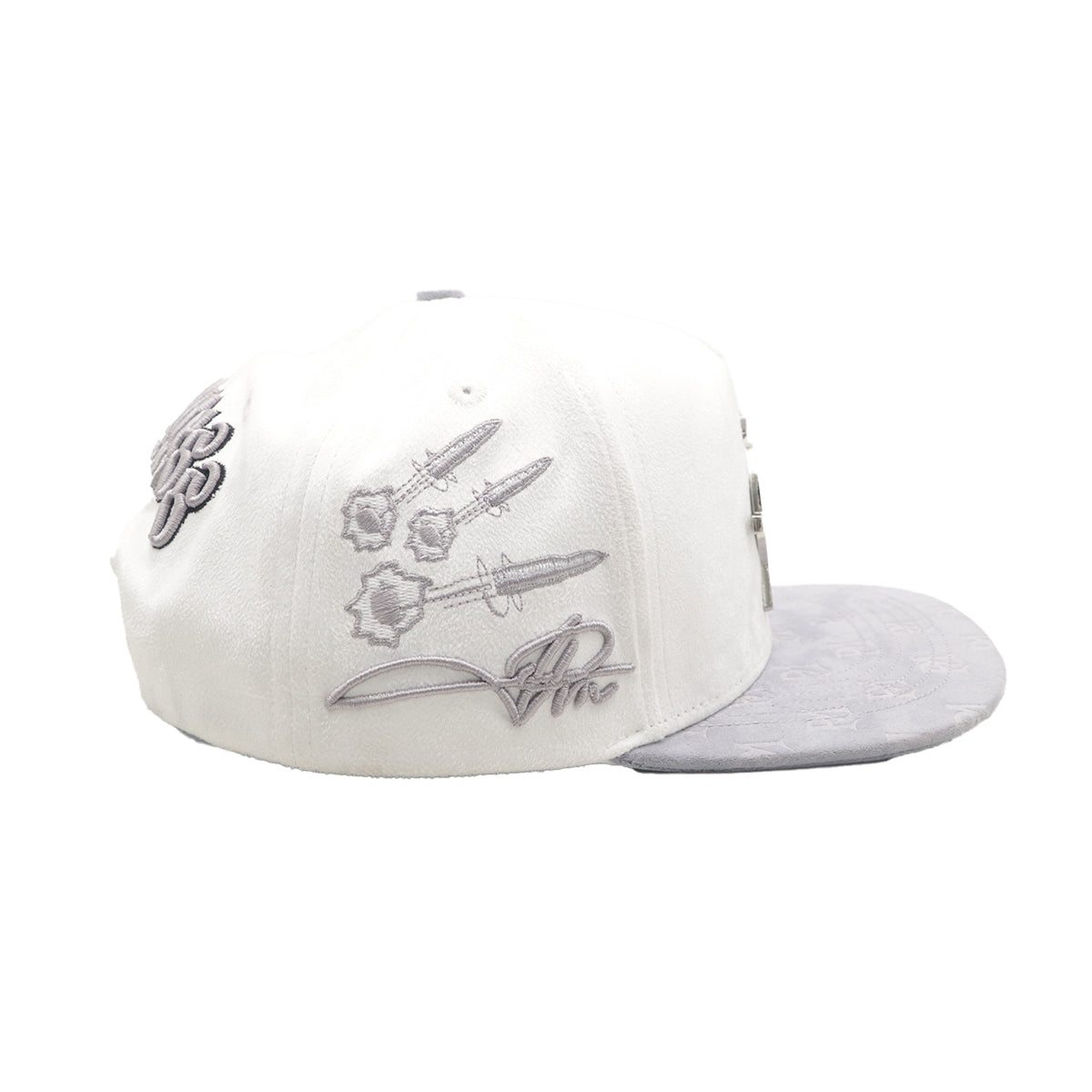 Premium Milano Unisex Anarchy Snapback Hat 2609 White/Grey