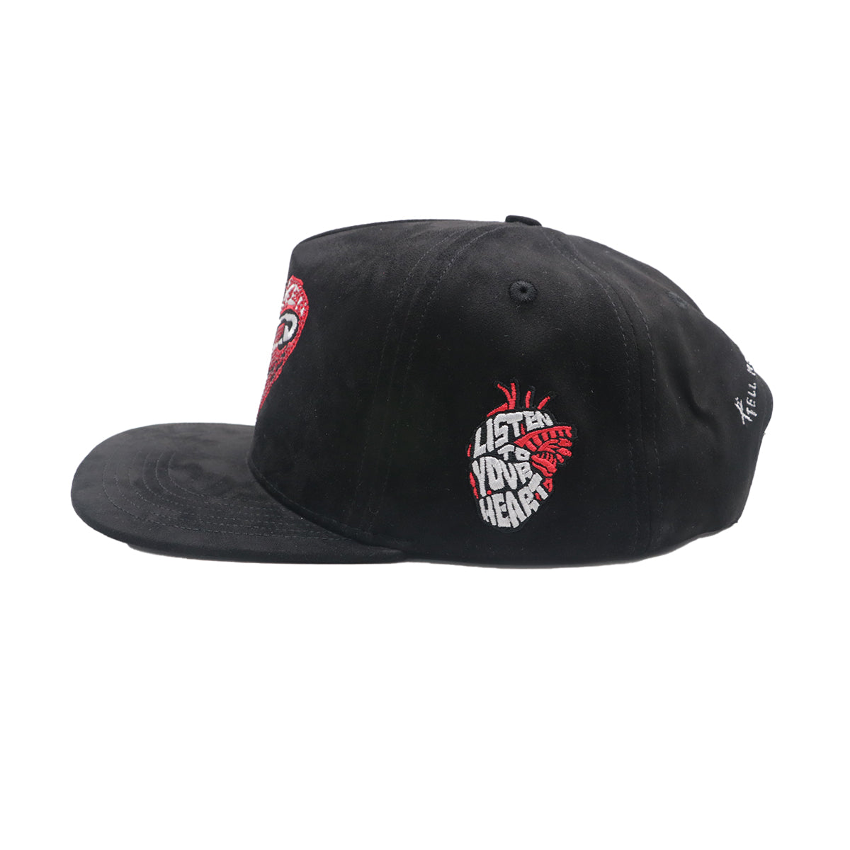 Premium Milano Unisex Broken Heart Snapback Hat 2612 Black/Red