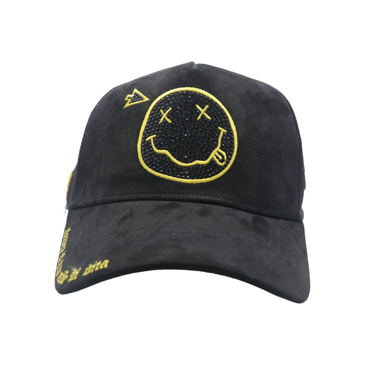 Premium Milano Unisex Happy Face Trucker Hat 2620 Black/Gold