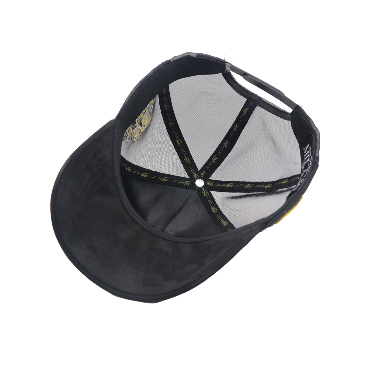 Premium Milano Unisex Happy Face Trucker Hat 2620 Black/Gold