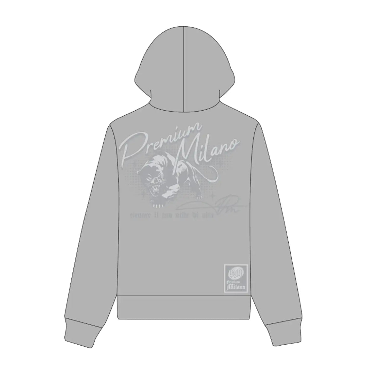 Premium Milano Mens Tonal Panther Zip Hoodie BPZ16-082-GY Gray