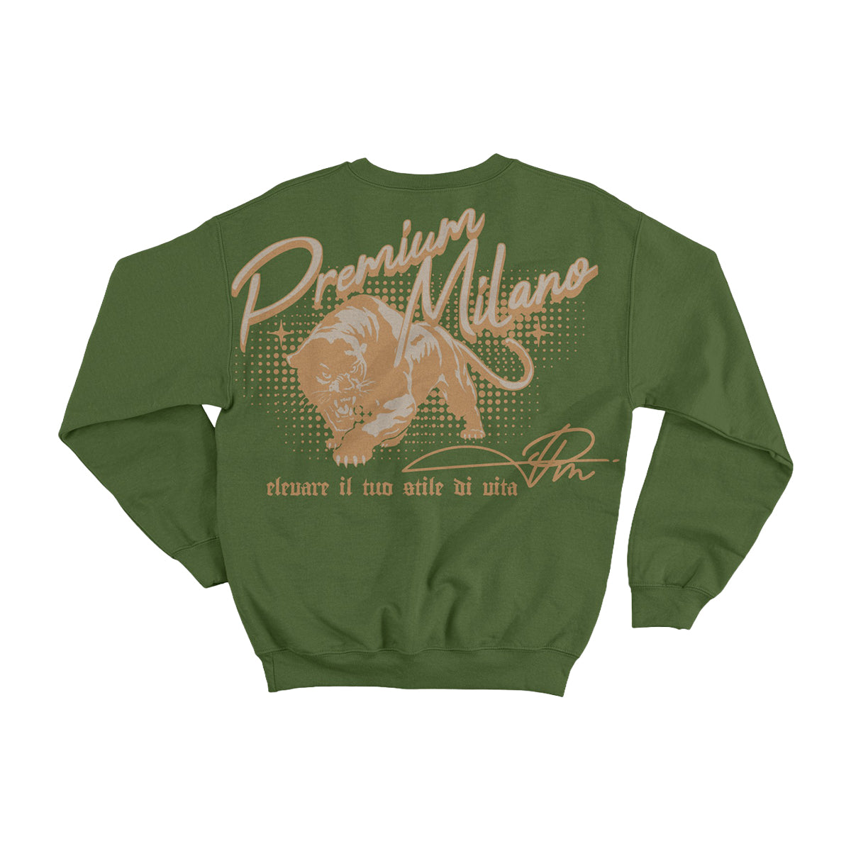 Premium Milano Mens Panthera Crew Neck Sweatshirt CSW1125-05 Green