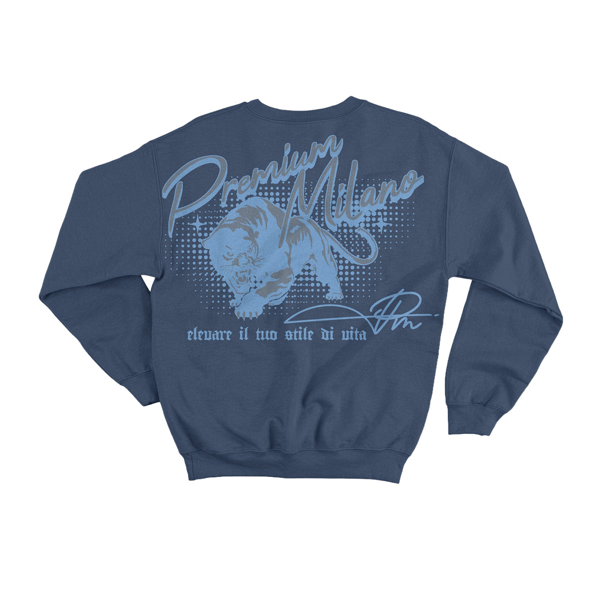Premium Milano Mens Panthera Crew Neck Sweatshirt CSW1125-05 Navy Blue
