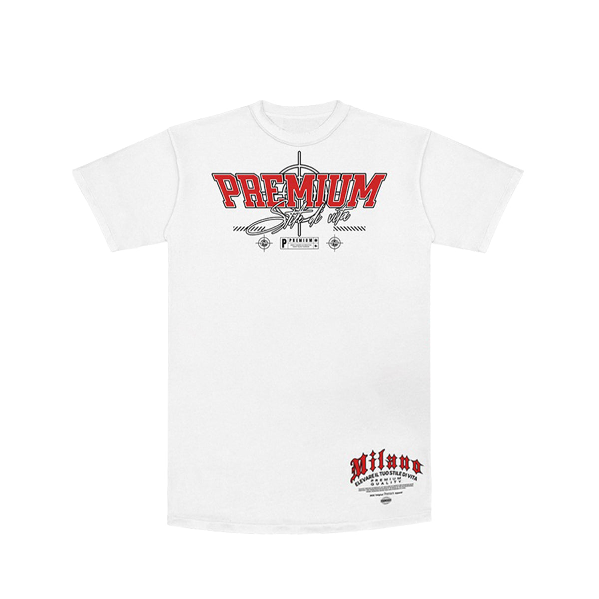 Premium Milano Mens Target On Sight Crew Neck T-Shirt CT261-104 White