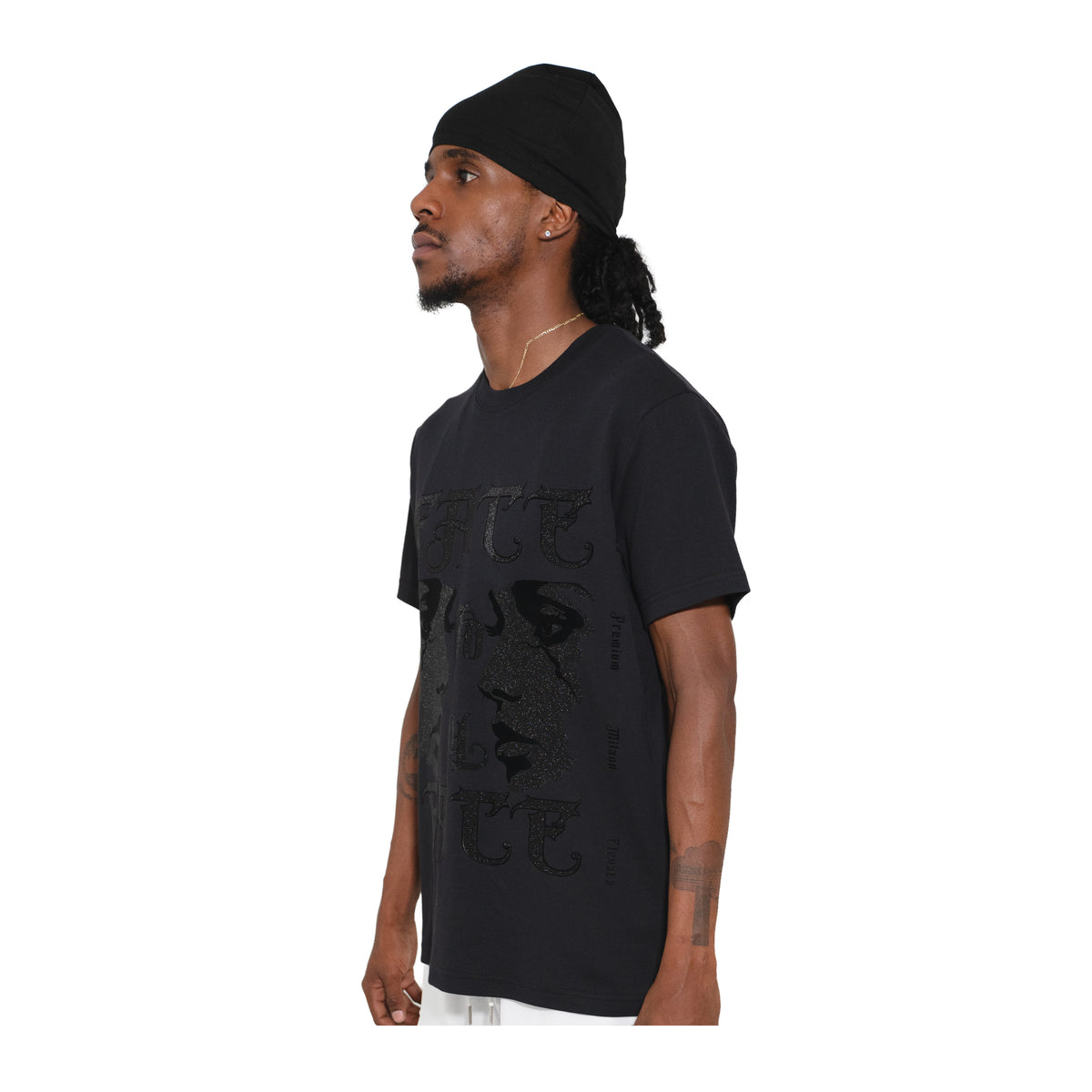 Premium Milano Mens Facing Fears Crew Neck T-Shirt CT261-108 Black