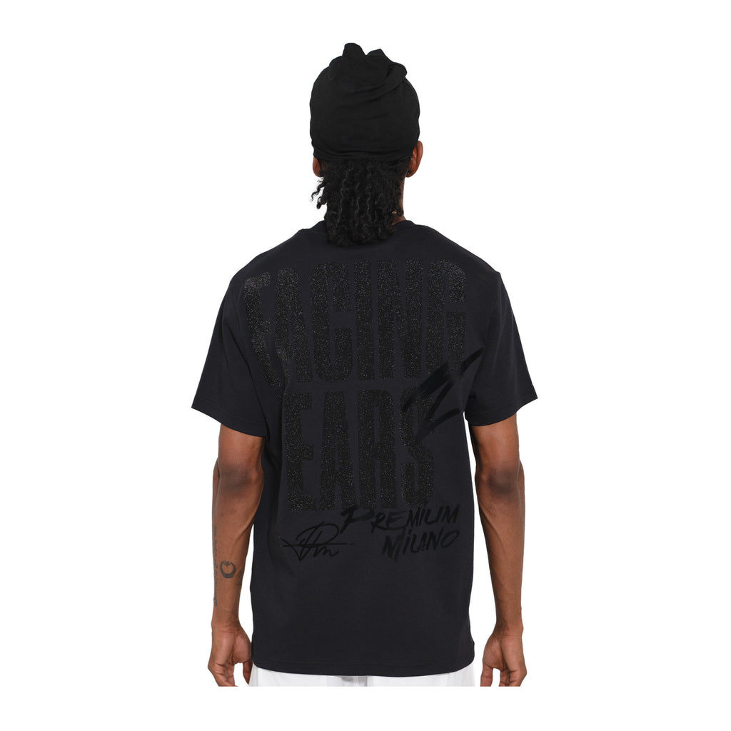 Premium Milano Mens Facing Fears Crew Neck T-Shirt CT261-108 Black