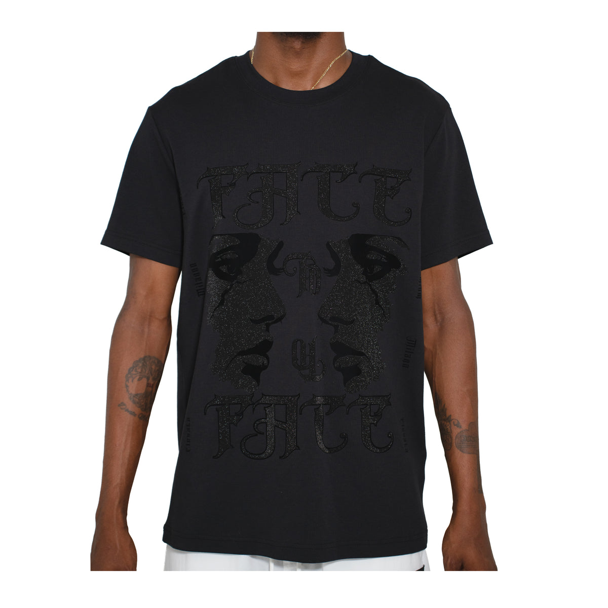 Premium Milano Mens Facing Fears Crew Neck T-Shirt CT261-108 Black
