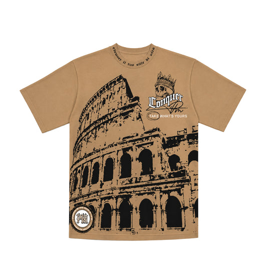 Premium Milano Mens Rich In History Crew Neck T-Shirt CT261-110 Khaki