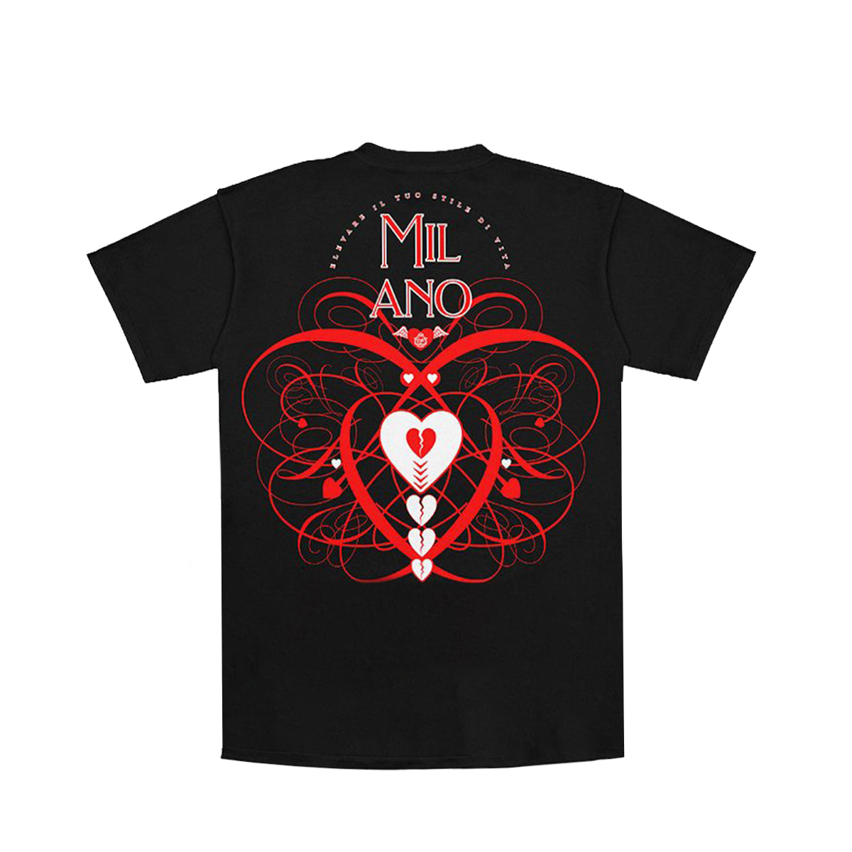 Premium Milano Mens Melted Heart Crew Neck T-Shirt CT261-111 Black