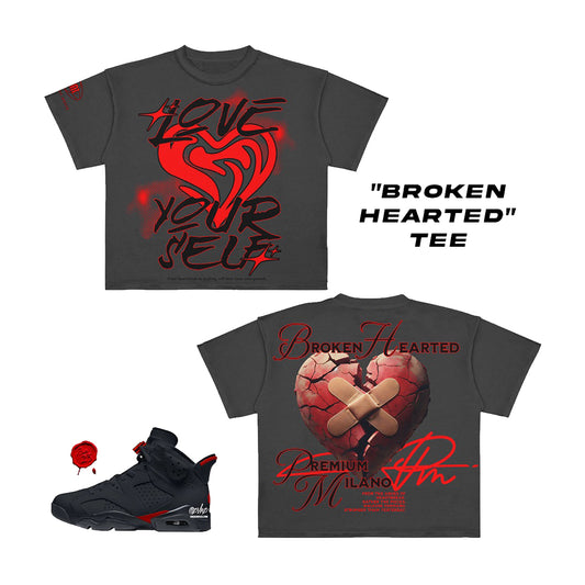 Premium Milano Mens Broken Hearted Crew Neck T-Shirt CT261-112 Charcoal Gray